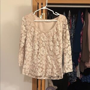 Cato Floral Lace Cream Blouse